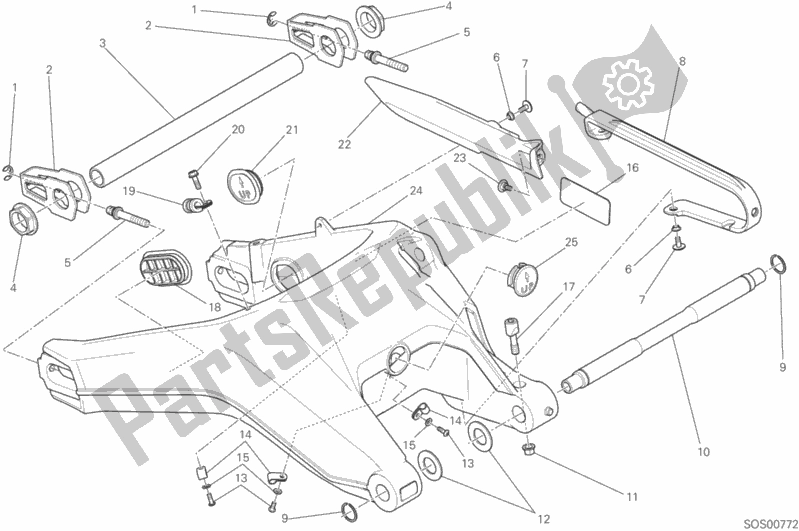 All parts for the Forcellone Posteriore of the Ducati Scrambler Classic Thailand USA 803 2015